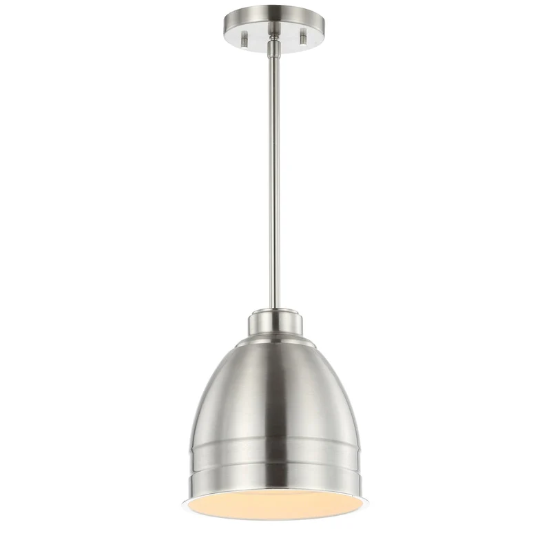 SAFAVIEH Lighting Synnove Adjustable 1-Light Led Nickle Pendant - 8.12 x8.12 x16.5-46.5  - Nickel - 8Wx8Dx47H