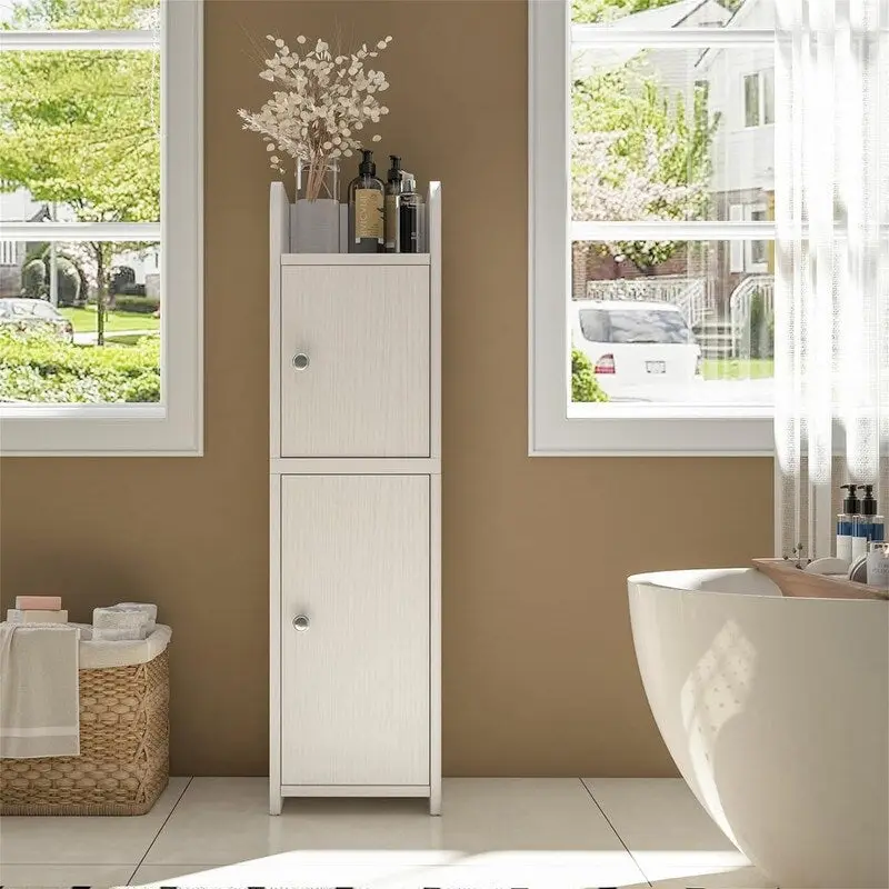 Small Bathroom Storage Cabinet Small Cabinet with Doors and Adjustable Shelves - 7.1 D x 7.9 W x 29.7 H