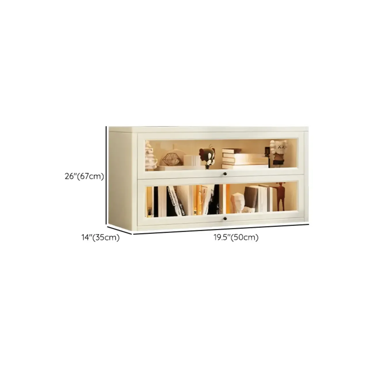 Chalk Vertical Bookshelves with 3 Cabinets, 3-Shelf Alloy Frame and Closed Back