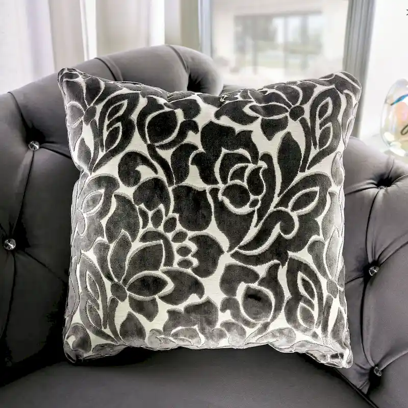 Grey Velvet Button Tufted Sofa