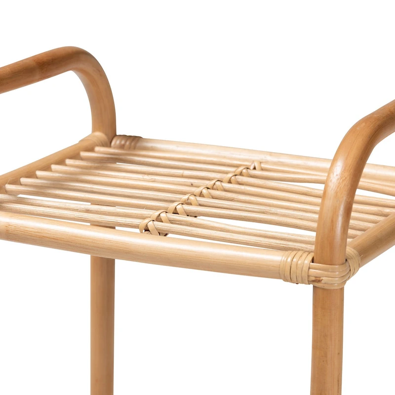 Barras Bohemian Natural Brown Finished Rattan 3-Tier Display Shelf