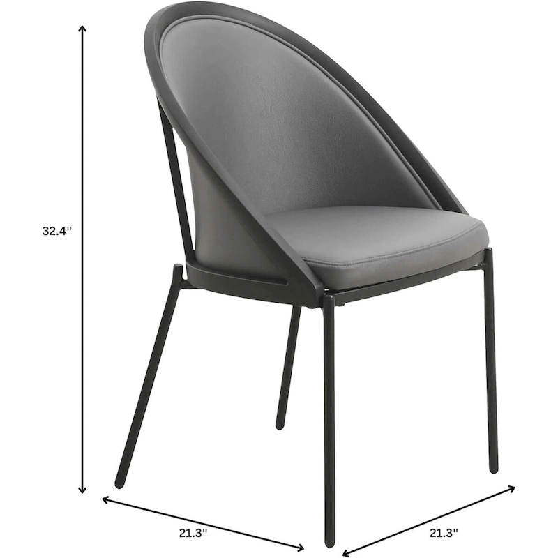 Urbane Upholstered Faux Leather Dining Chair with Powder Coated Steel Legs by LeisureMod