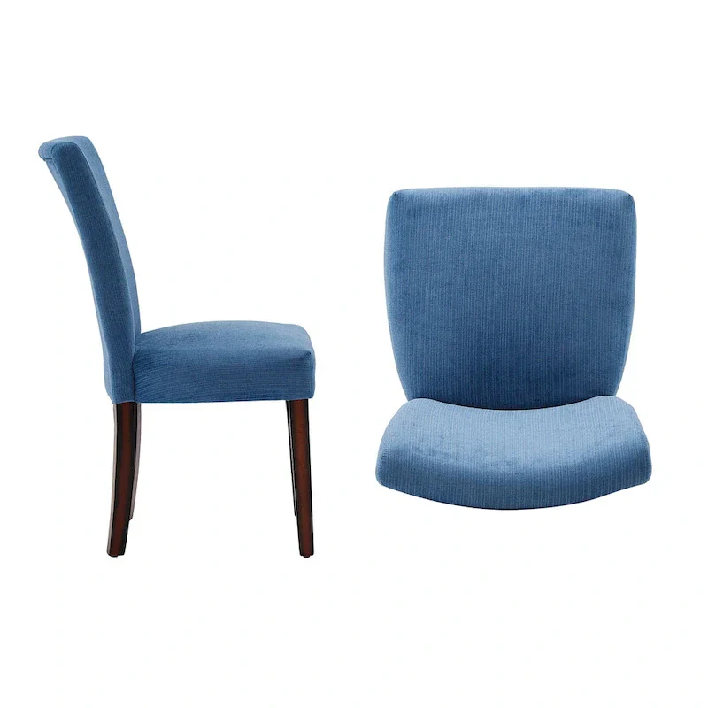 Chenille Upholstered Dining Chairs Set of 2 - Espresso Legs