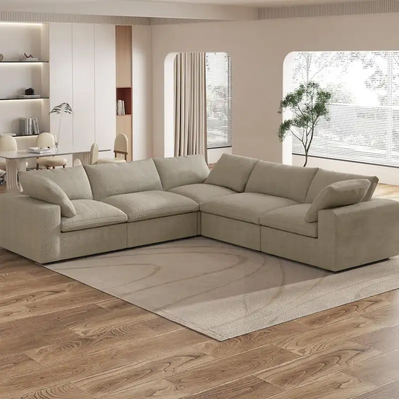 Widen Down Filled 5-Piece Sectional and Ottoman