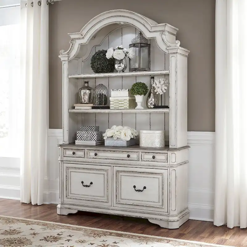 Magnolia Manor Antique White Optional Credenza & Hutch