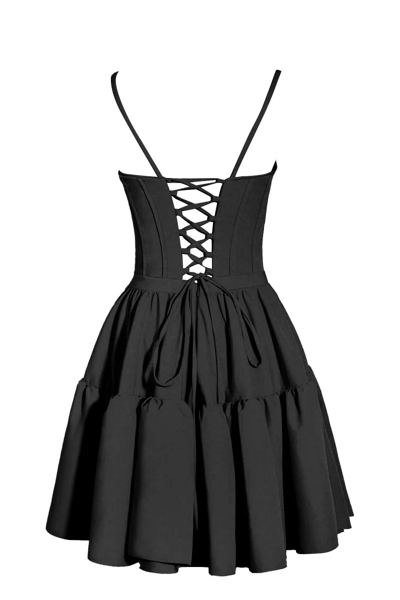 A-line Ruffled Lace-Up Homecoming Dress