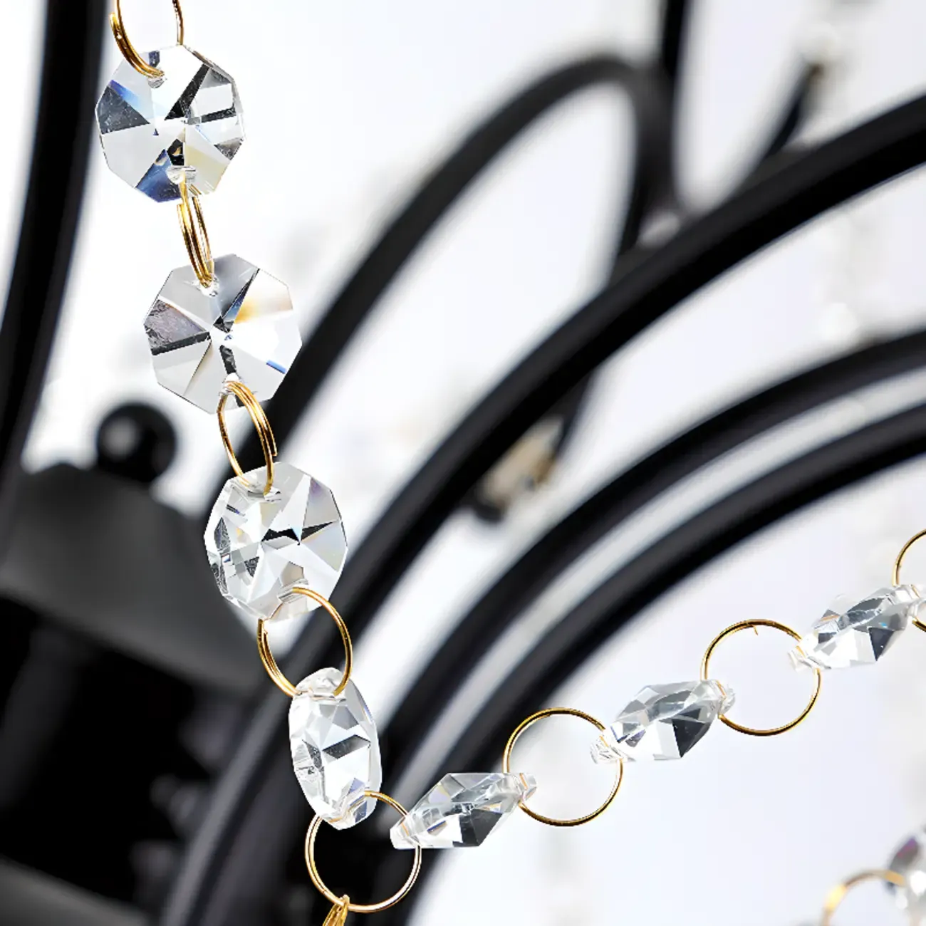 Elegant Gold Curved Crystal Candelabra Chandelier