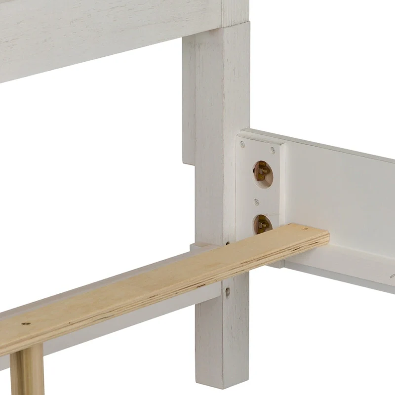 Wirebrushed White Charcoal Queen Panel Bed