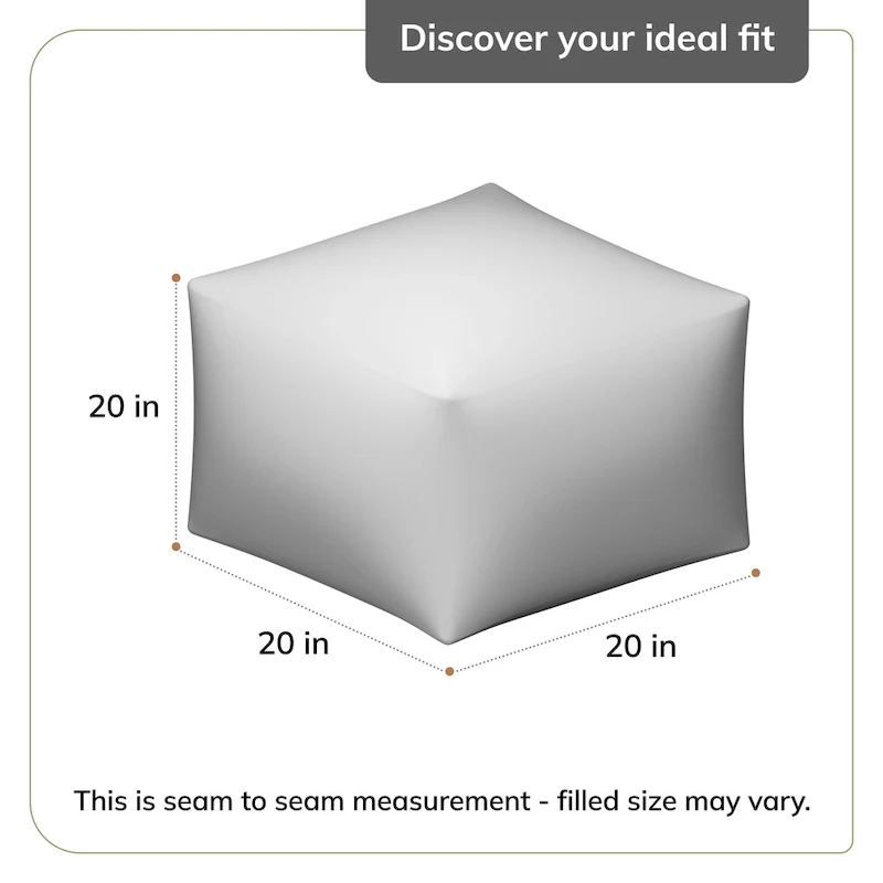 20x20x20 Square Black & White Handmade Pouf Ottoman Footrest