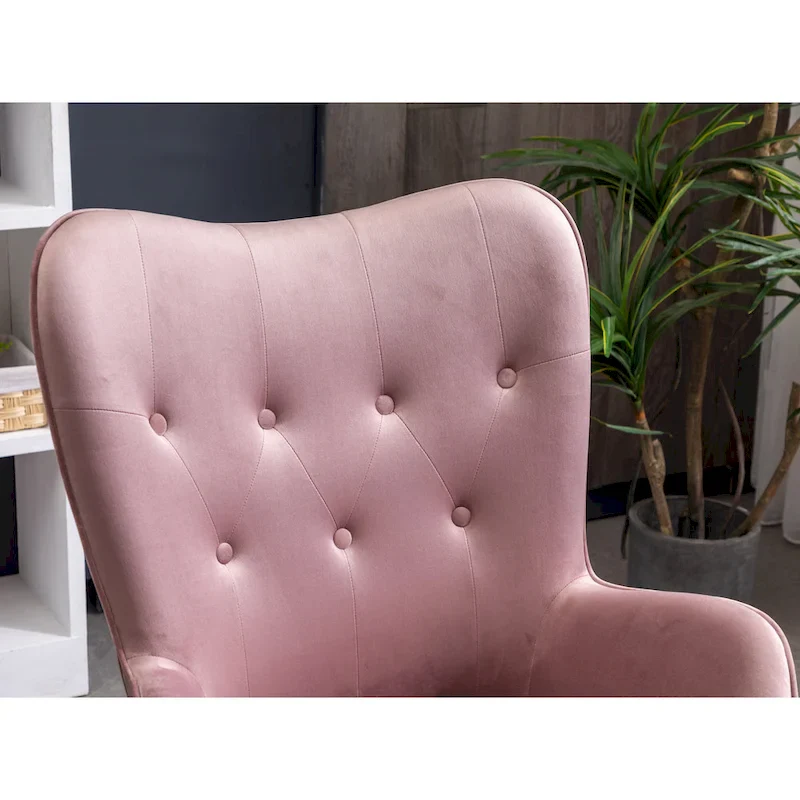 Button-tufted High-back Velvet Accent Chair