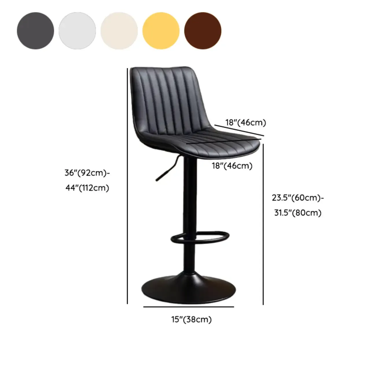 Modern Leather Upholstered Swivel Bar Stools Height Adjustable