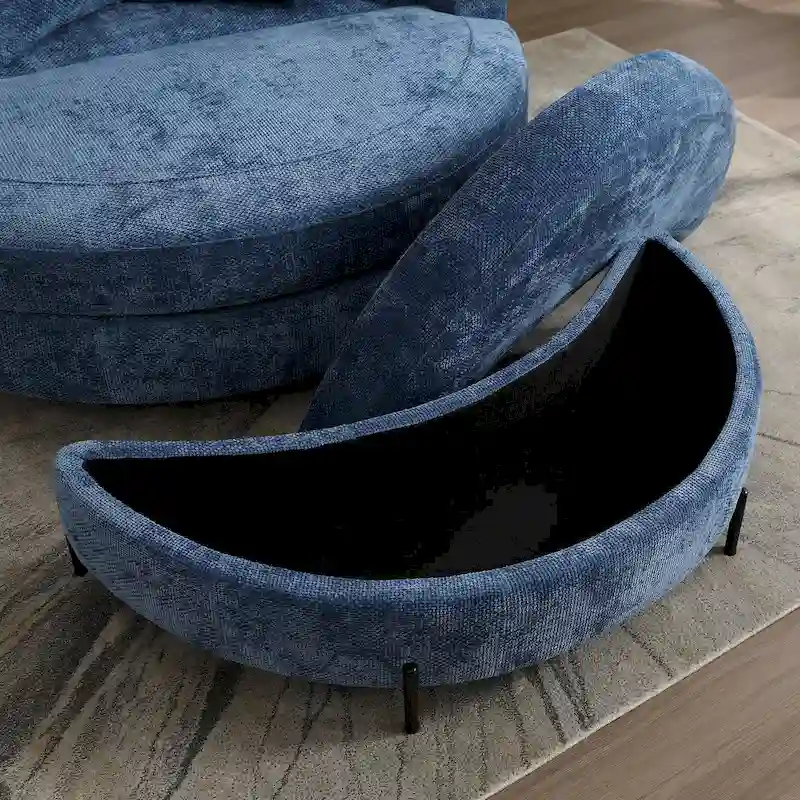 Modern Sofa Chair Round Accent Barrel Chair With 5 Pillows and Optional Ottoman