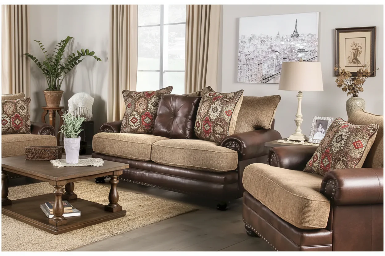 Brown Traditional Faux Leather Loveseat, 2-Seat