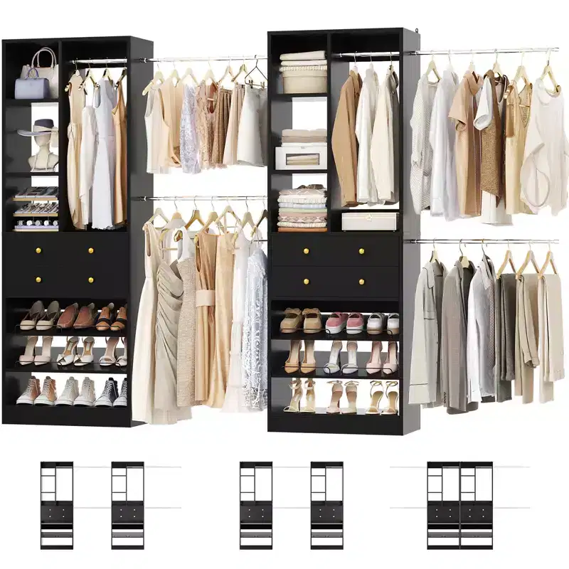 Walk-In Closet Organizer, White & Gold