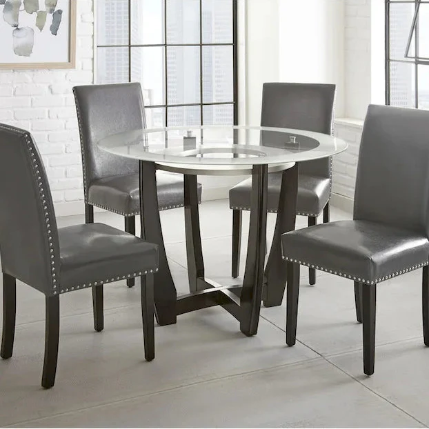 Grey Faux Leather Armless Dining Chair, Dining Height, Set of 2