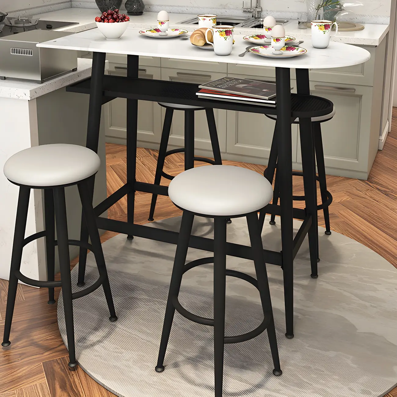 Glam Stone Gold Metal Bar Height Table