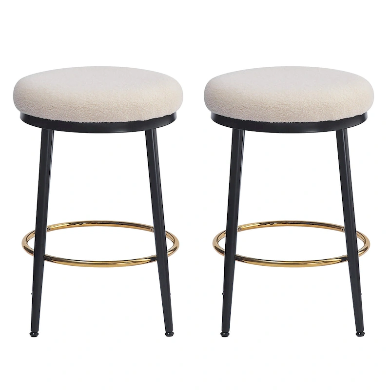 Roomfitters Modern Counter Stools, Set of 2 Bar Height Chairs with Iron Frame, Cushioned Seat and Footrest