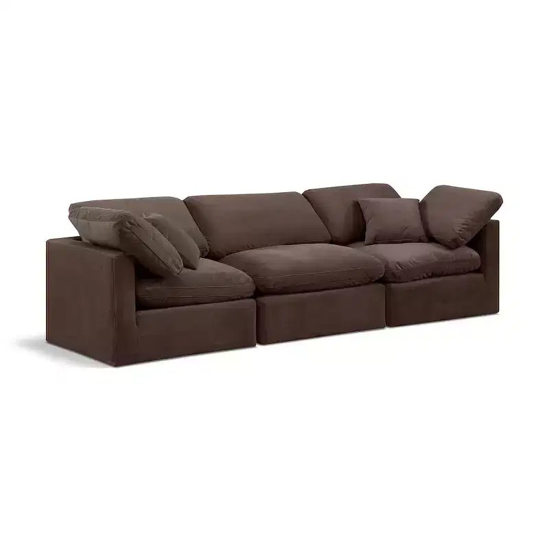 Meridian Furniture,Indulge Brown Velvet Modular Sofa
