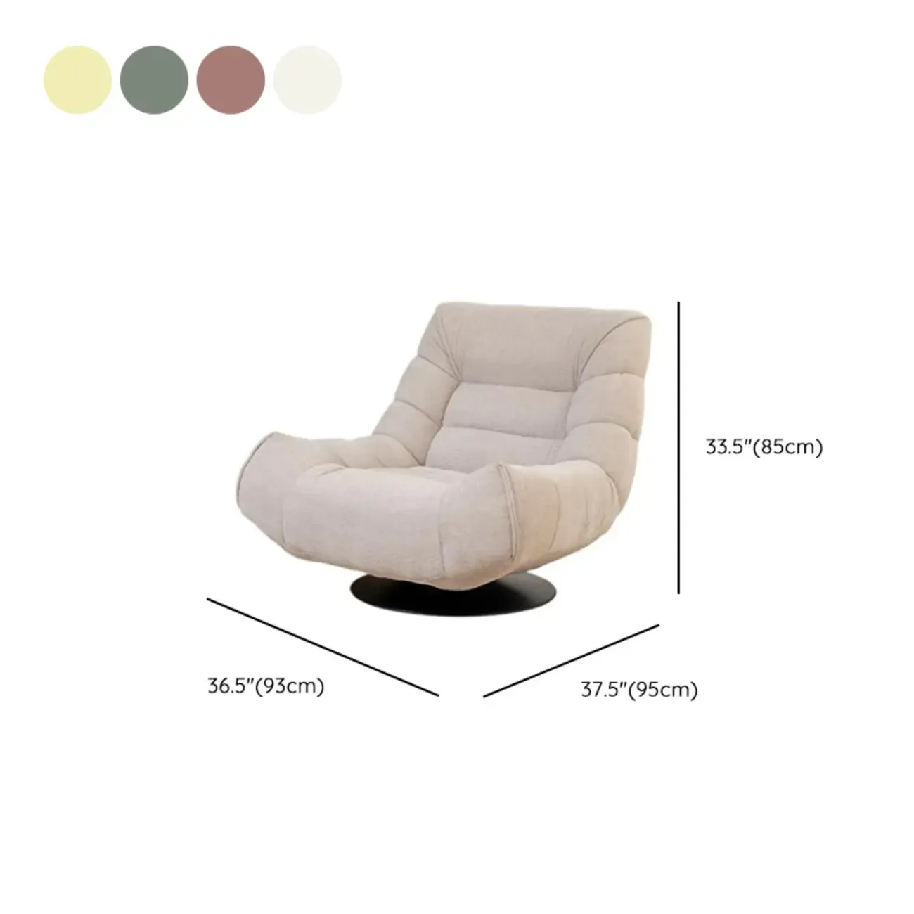 Yellow Trufted Chenille Fabric Swivel Accent Chair