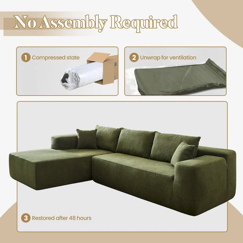HOOOWOOO Modern L-shaped Modular Sectional Sofa with Chaise
