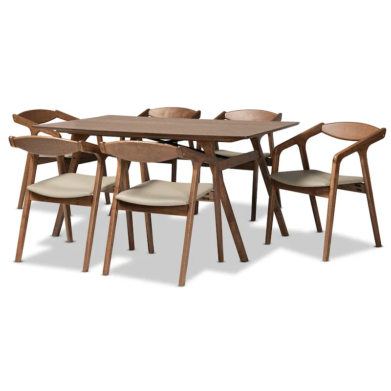 Harland Mid-Century Modern 7-Piece Dining Set
