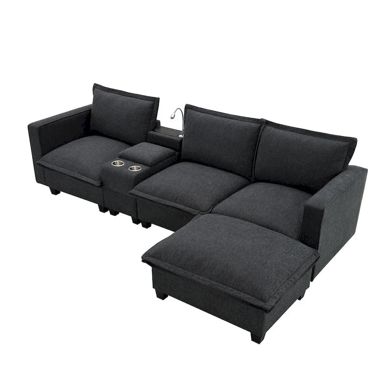 109 Chenille Modular Sectional Sofa with USB Console