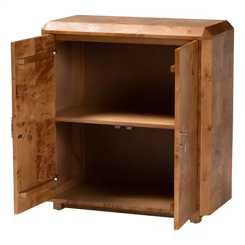 bali & pari Valora Wood 2 Door Console Cabinet Mappa Burl