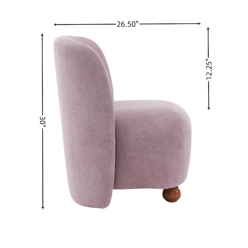 '- Eliana Modern Teddy Fabric Accent Chair with Curved Backrest and Legs