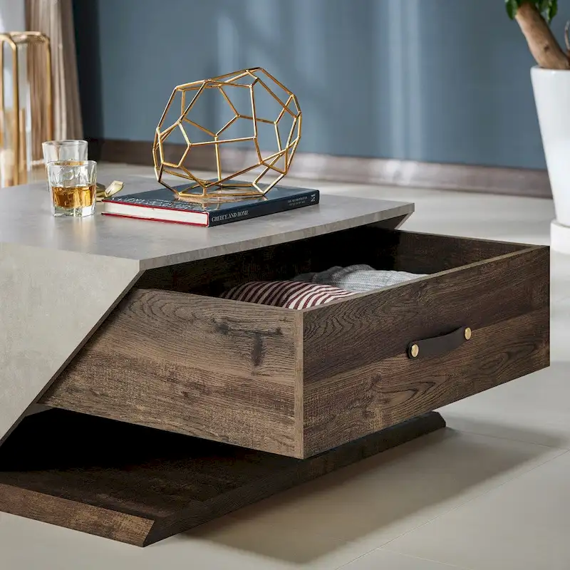 Industrial 47-Inch Lift-Top Adjustable Coffee Table