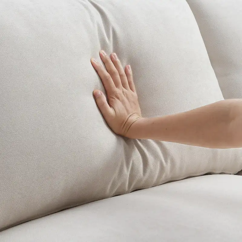 L-shaped Polyester Fabric Couch Set with 2 Free Pillows and Convertible Ottoman