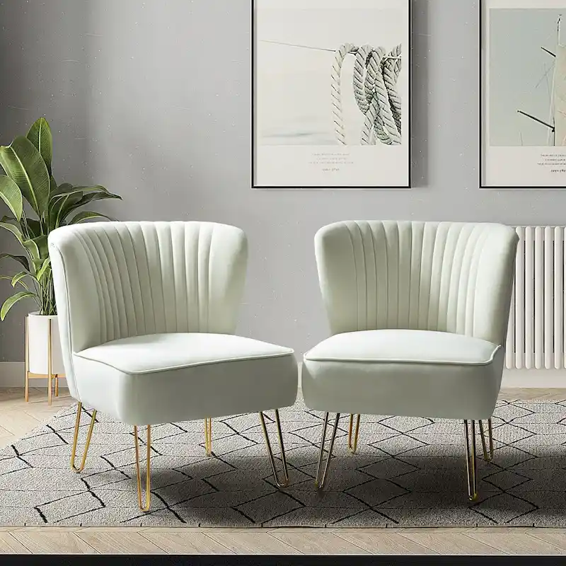 Barto Upholstered Side Chair with Tufted Back Set of 2 by HULALA HOME