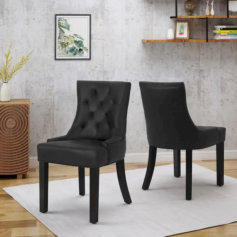 Traditional Microfiber Dining Chairs (Set of 2)