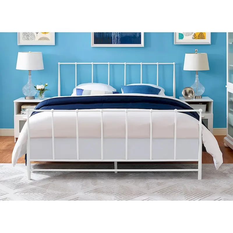 White Metal King Size Bed Frame (76x80 inches)