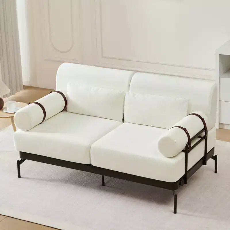 Whisen Chenille Modern Loveseat Sofa with Flexible USB Ports , Unique Cylindrical Armrests