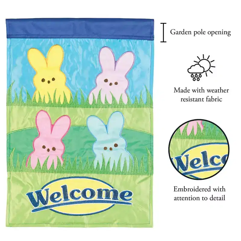 Magnolia Garden Welcome Easter Peeps 13 x 18 Inch Polyester Garden Flag