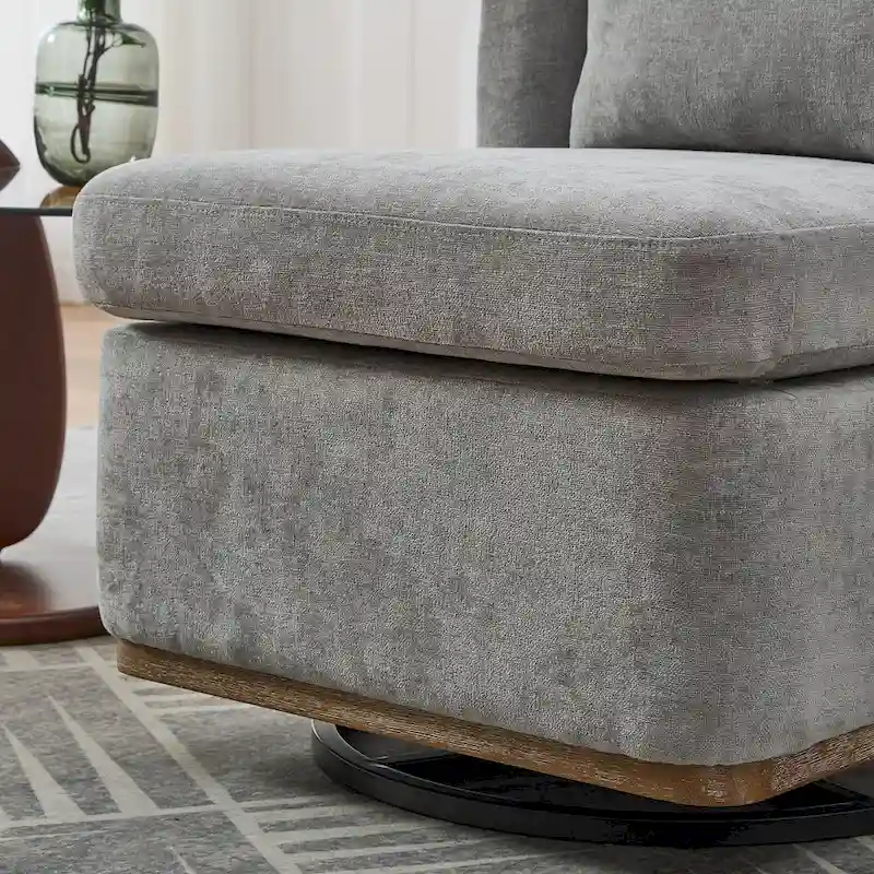 Gray / Pale Green / Taupe / Beige Chenille 360° Swivel Accent Chair with Metal Base – Modern Style, 1 Person Use