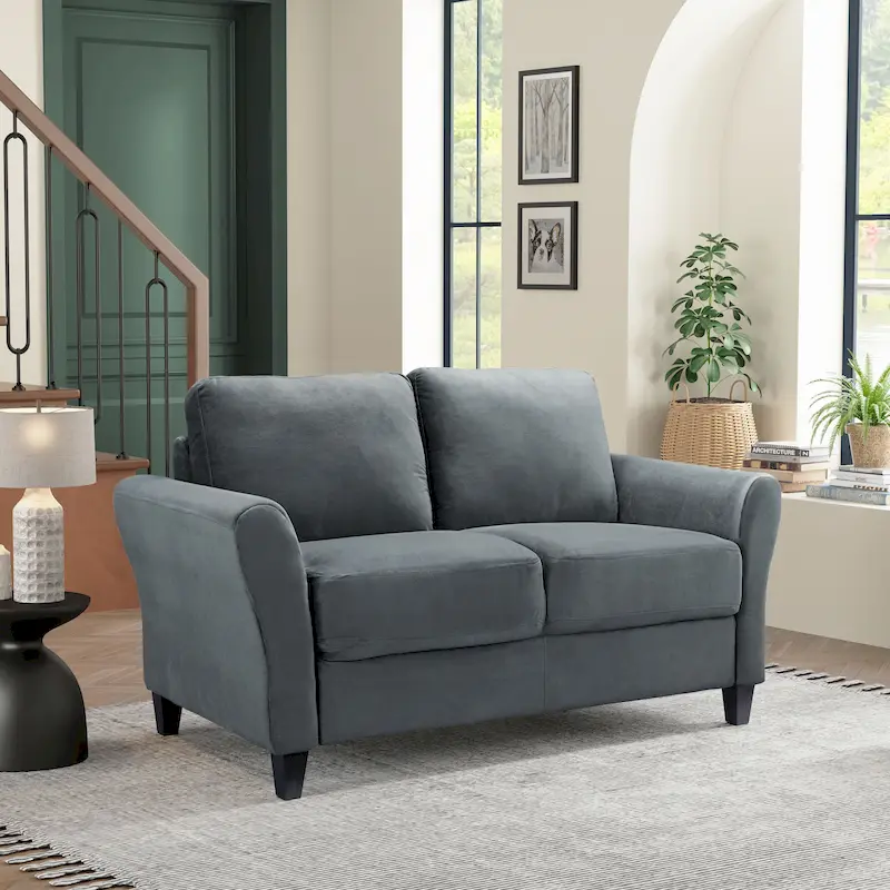 5-Color Modern Microfiber Loveseat with Hardwood Frame & Black Legs for 2