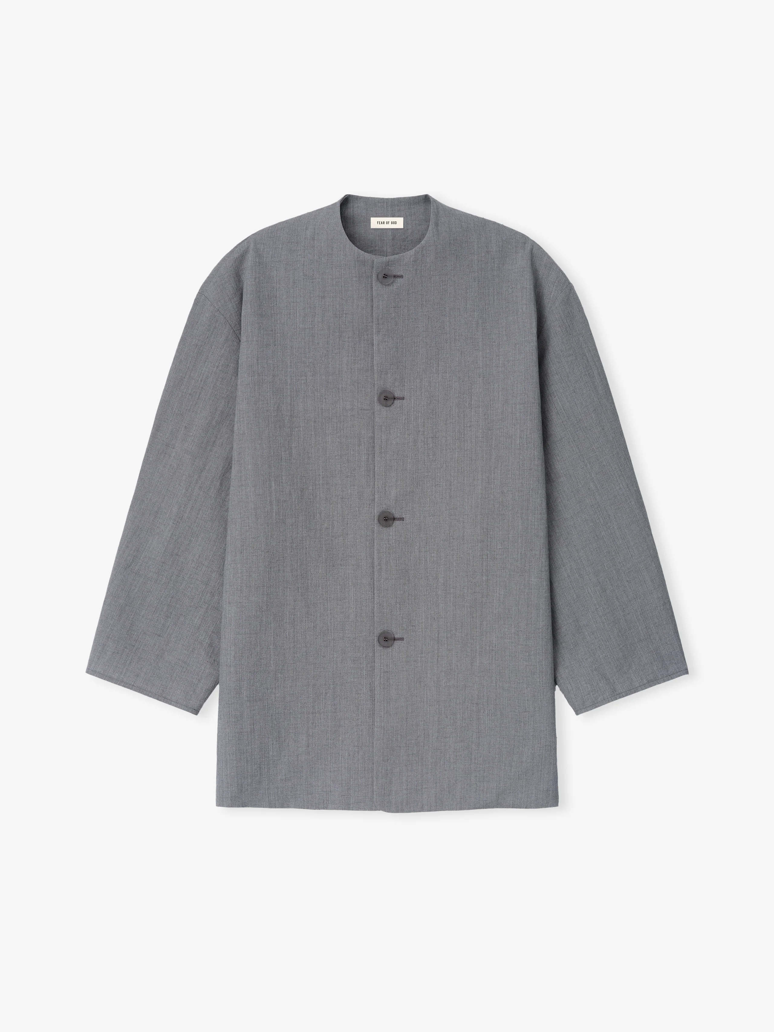 Wool Linen Collarless Sport Jacket