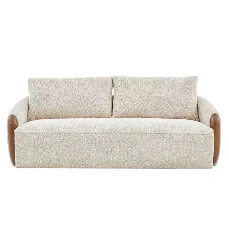 Christopher Knight Home Elara 75-Inch Curved Upholstered Sofa with Solid Wood Frame