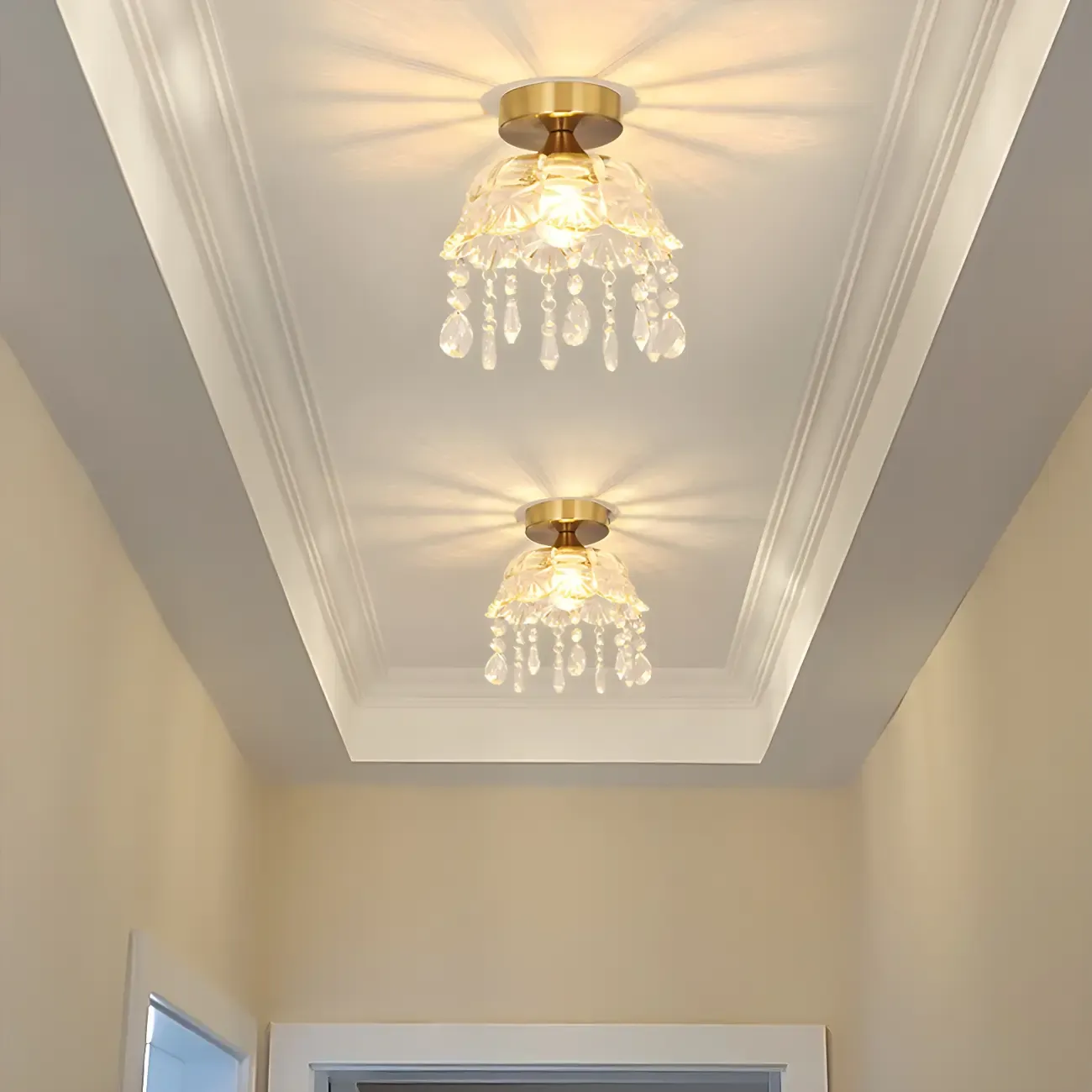 Contemporary LED Brass Semi-Flush Ceiling Light for Home