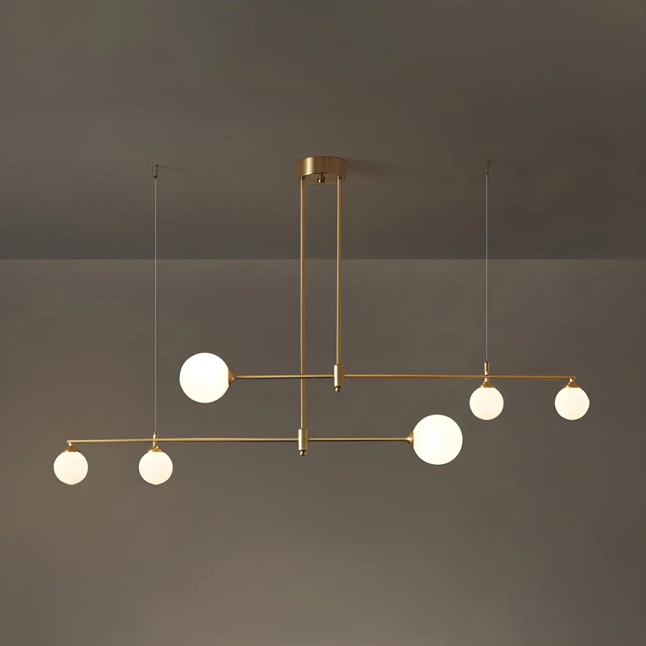 Modern Gold Globe Adjustable Island Pendant Light