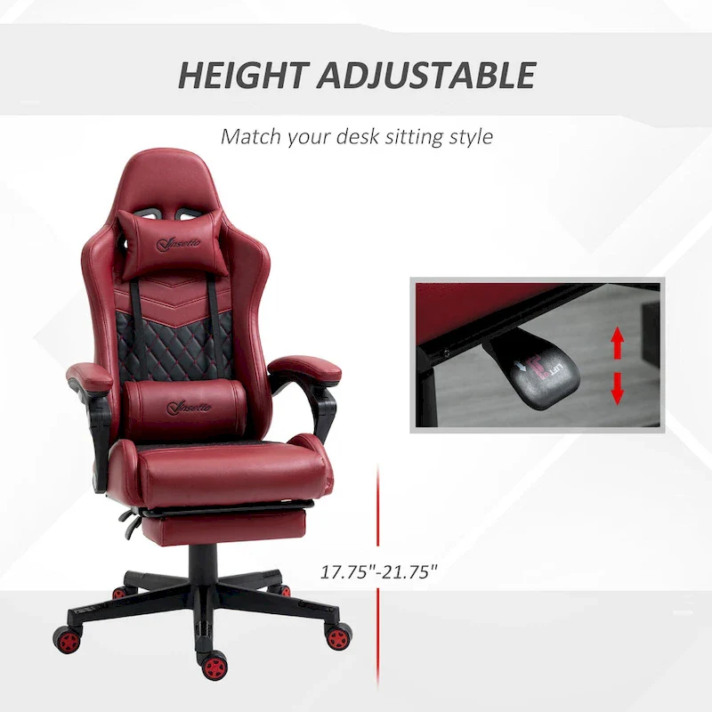Vinsetto Gaming Chair Racing Style Office Ergonomic Chair Adjustable Height Swivel Recliner High Back PC Computer Desk Chair