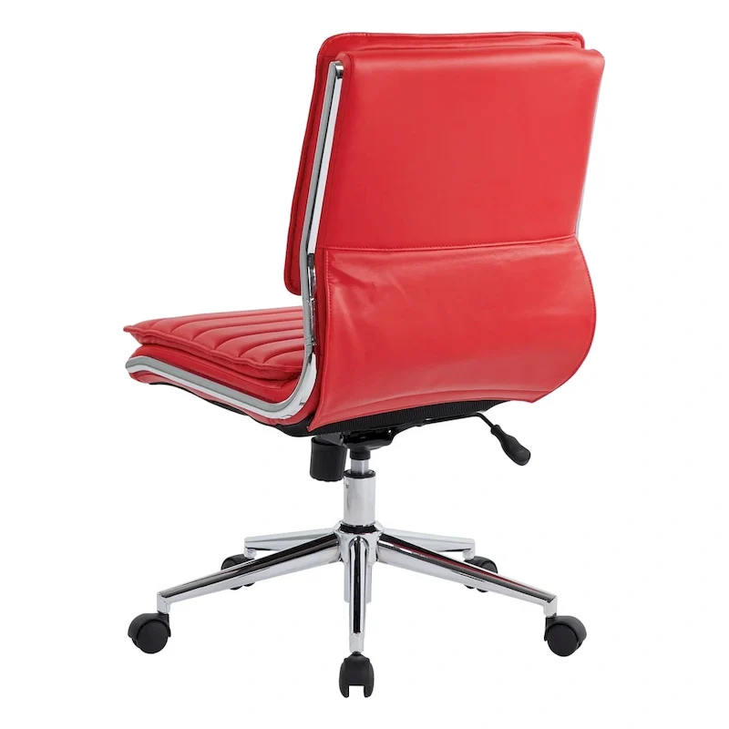 Armless Mid Back Professional Managers Faux Leather Chair with Chrome Base