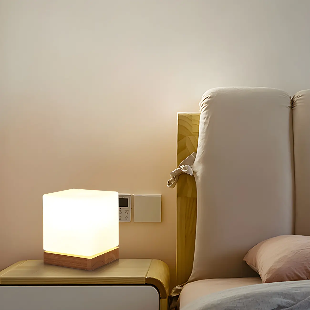 Creative House-Shaped Wooden Bedside Lamp