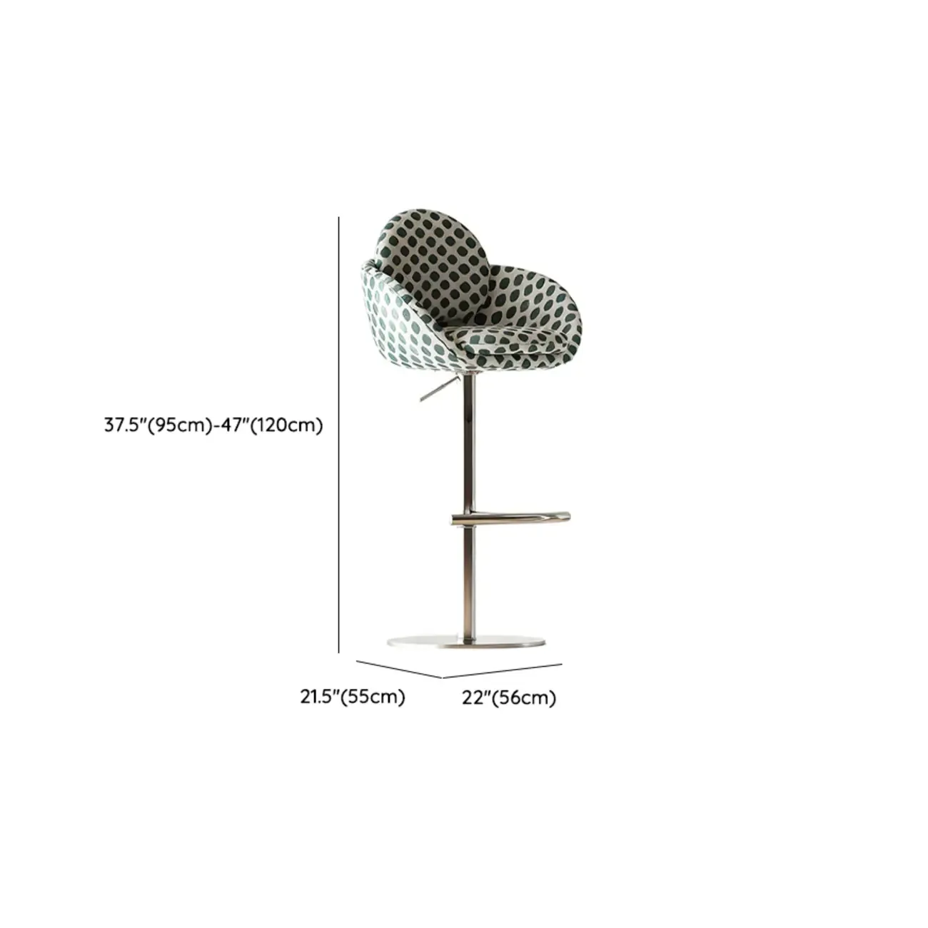 Modern Swivel Fabric Upholstered Bar Stools Stainless Steel