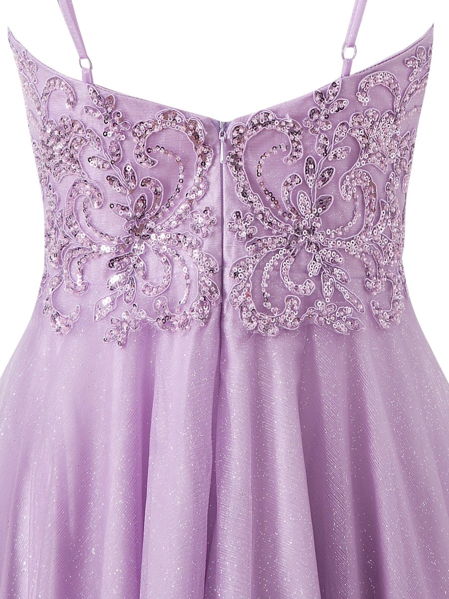A line Short Spaghetti Strap Glitter Tulle Homecoming Dress