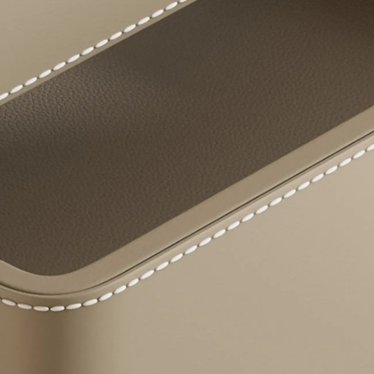 Modern Faux Marble Top Leather Rounded 2-Drawer Nightstand