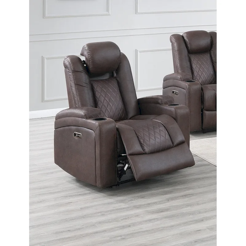 Power Recliner with Cup Holders and USB Charger - Single Seat