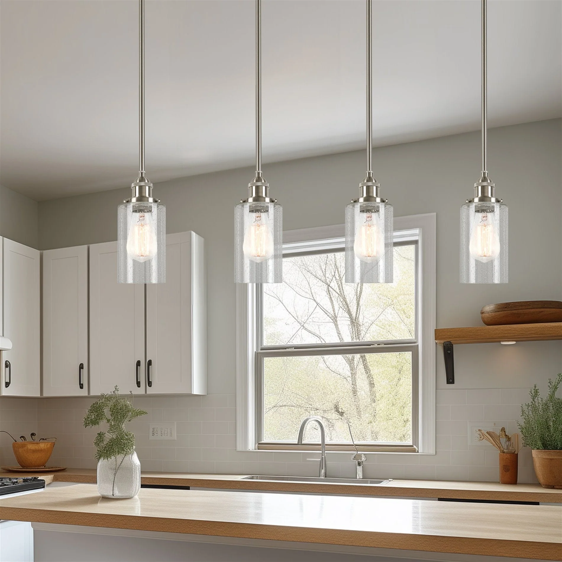 Brentwood 6 Clear Seeded Glass Shade Replacement, 3-Pack