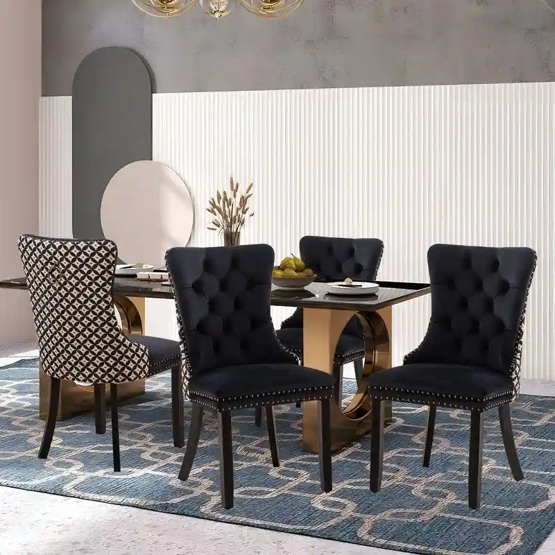 Solid Wood Velvet Upholstered Dining Chair